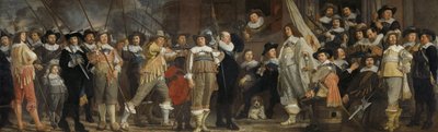 Officieren en andere leden van de militie van district VIII in Amsterdam onder leiding van kapitein Roelof Bicker en luitenant Jan Michielsz. Blaeuw door Bartholomeus van der Helst